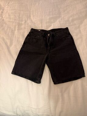 Levi's High-Rise Black Denim Bermuda Shorts